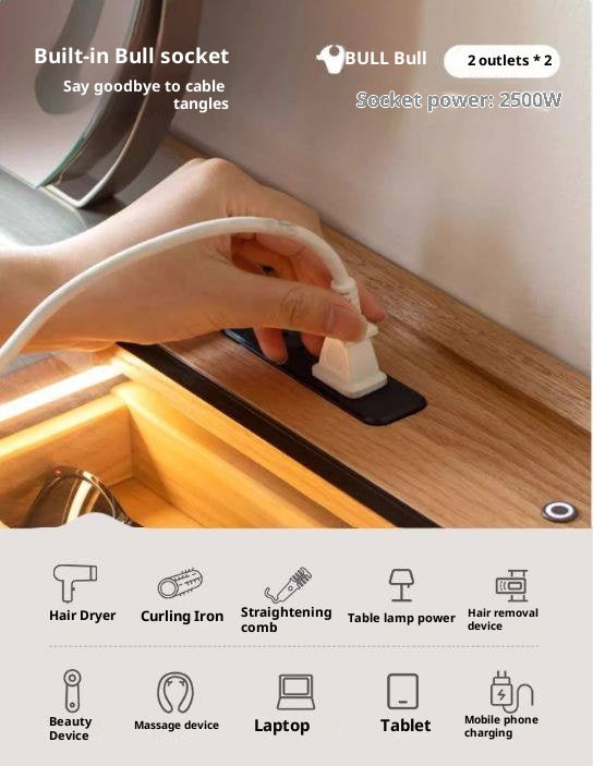 Oak Solid Wood Modern Minimalist Multifunctional Dressing Table