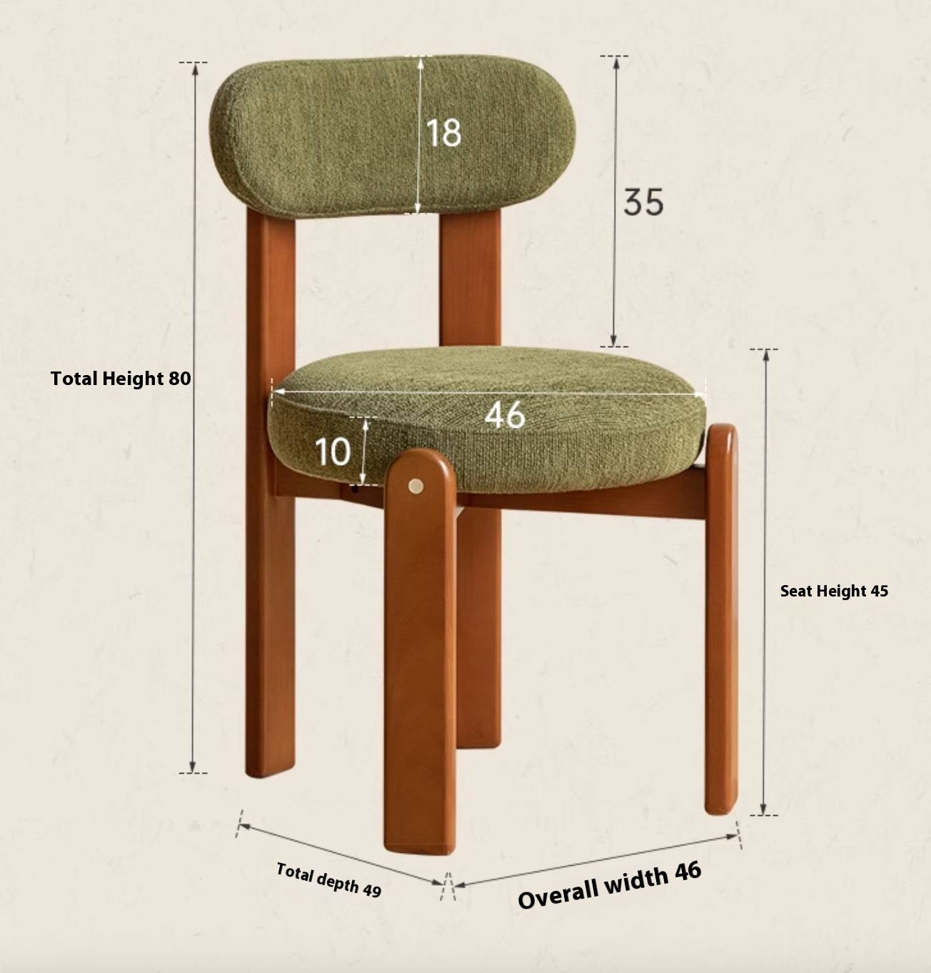 Beech, Solid Rubberwood Retro Style Dining Chair