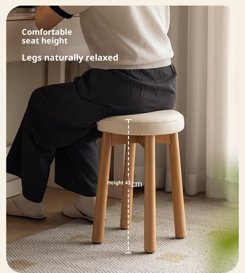 Solid Rubberwood Modern Soft Makeup Stool