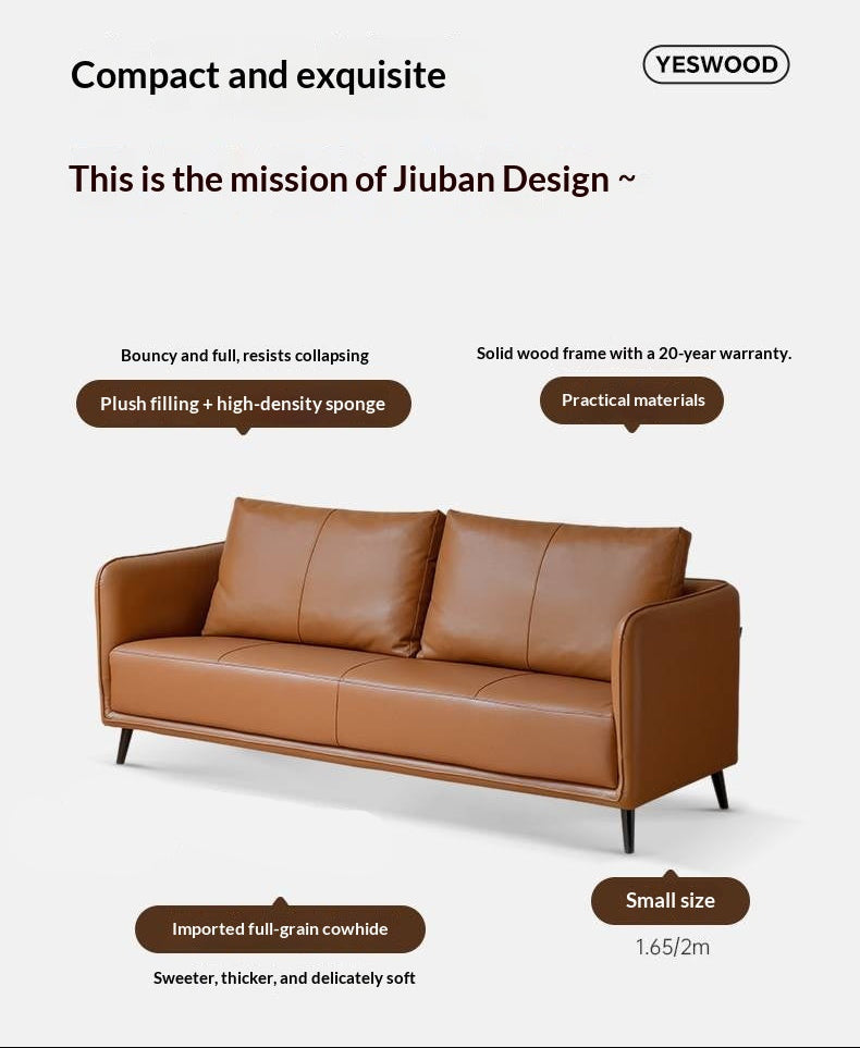 Genuine Leather Sofa, Italian Minimalist Design