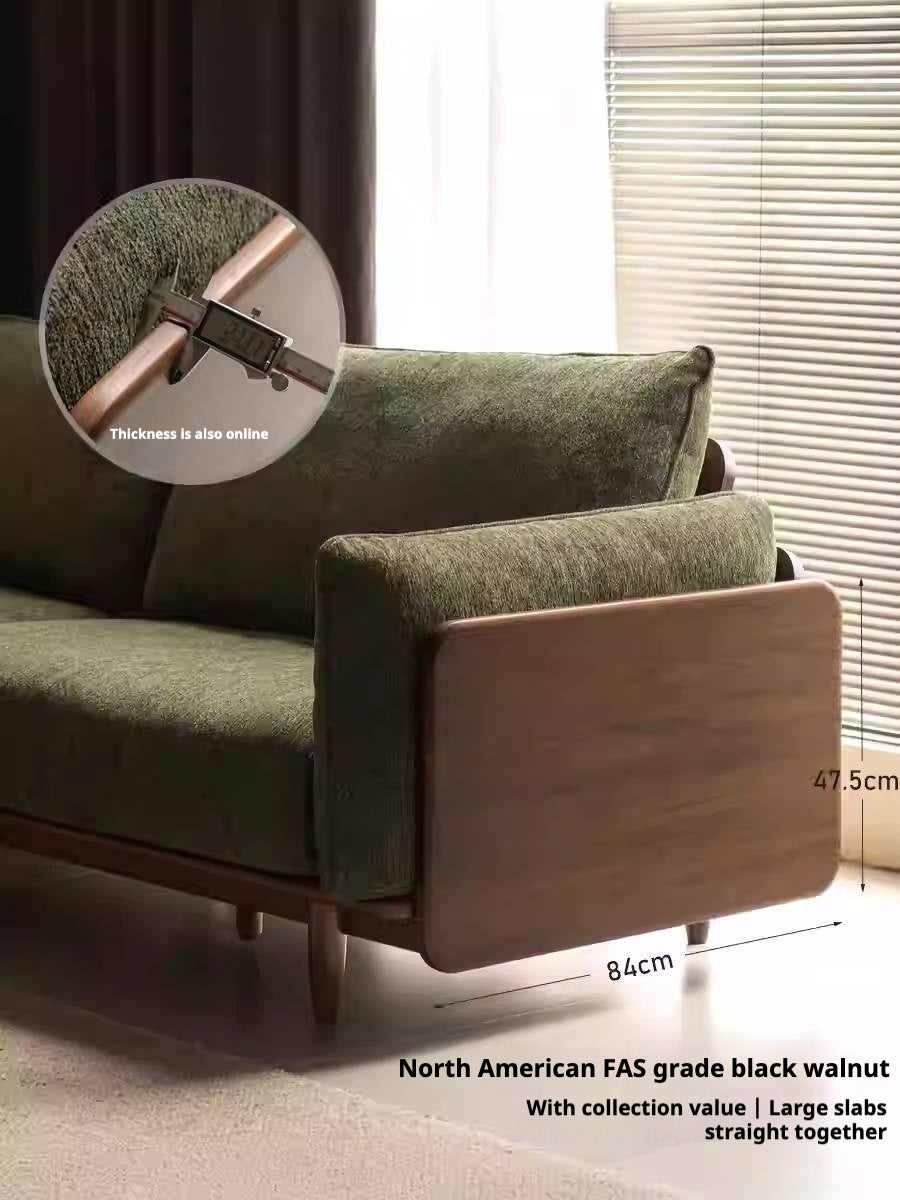 Black Walnut Solid Wood Fabric Sofa