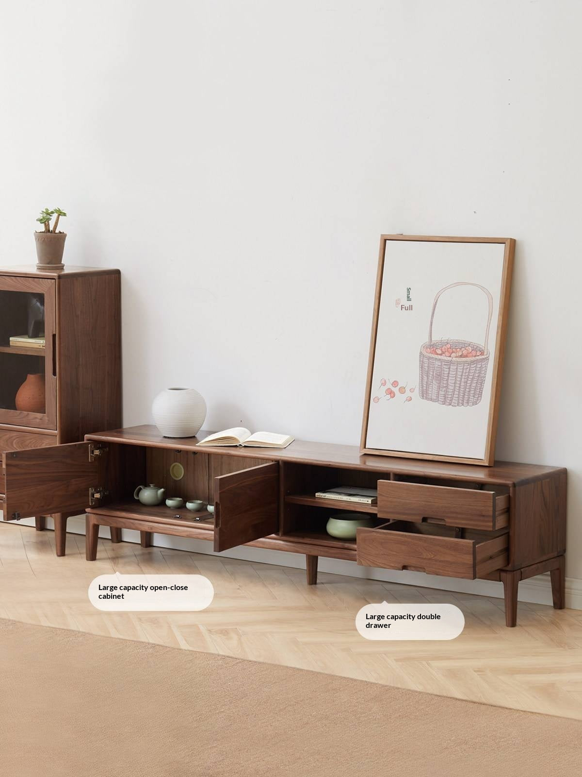 Ash, Black Walnut Solid Wood Modern Simple TV Cabinet