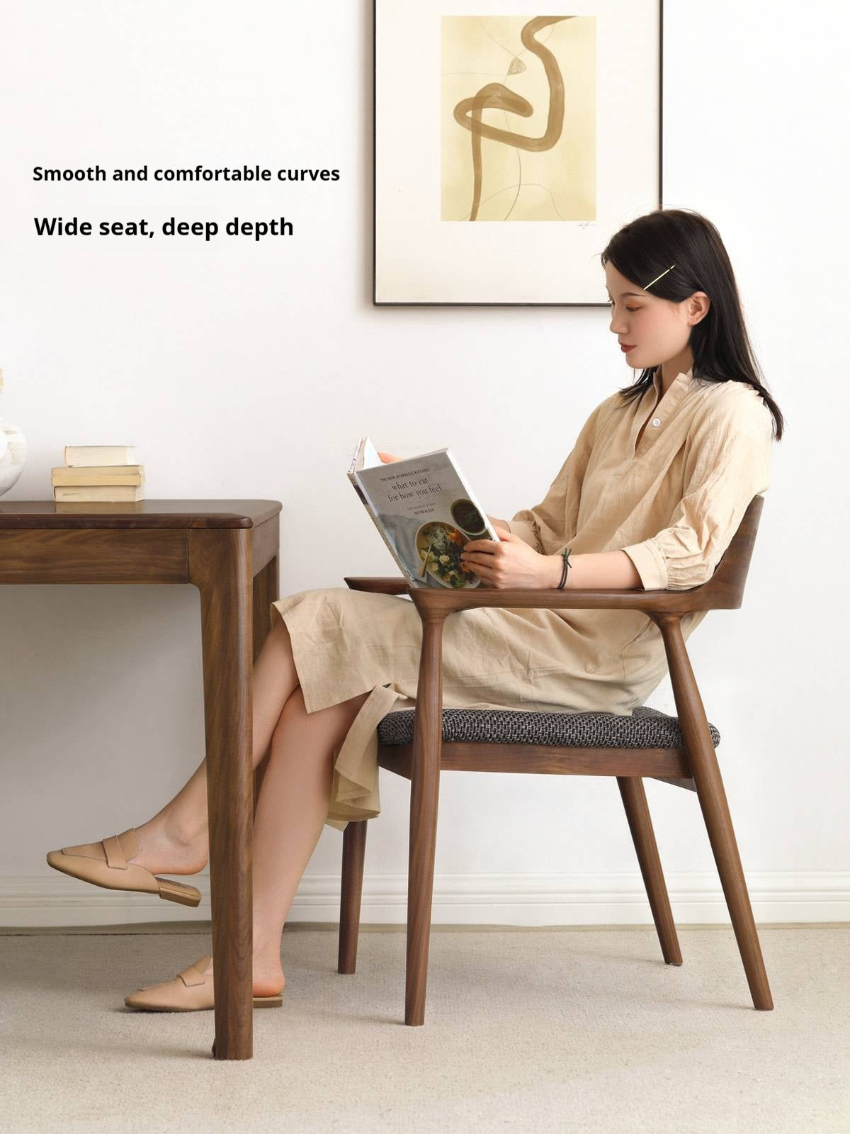 Ash Solid Wood Makeup Chair Dining Chair