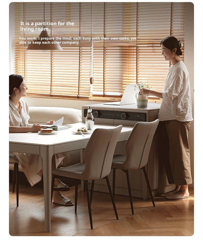 Tulipwood Solid Wood Light Luxury Rock Plate Island Dining Table, Dining Buffet