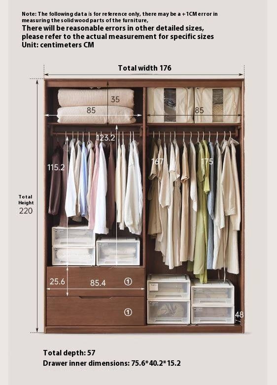 Sandalwood Solid Wood Modern Open Door Wardrobe.