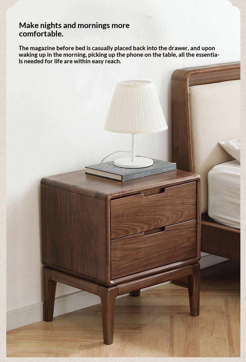 Black Walnut, Ash Solid Wood Nordic Modern Nightstand