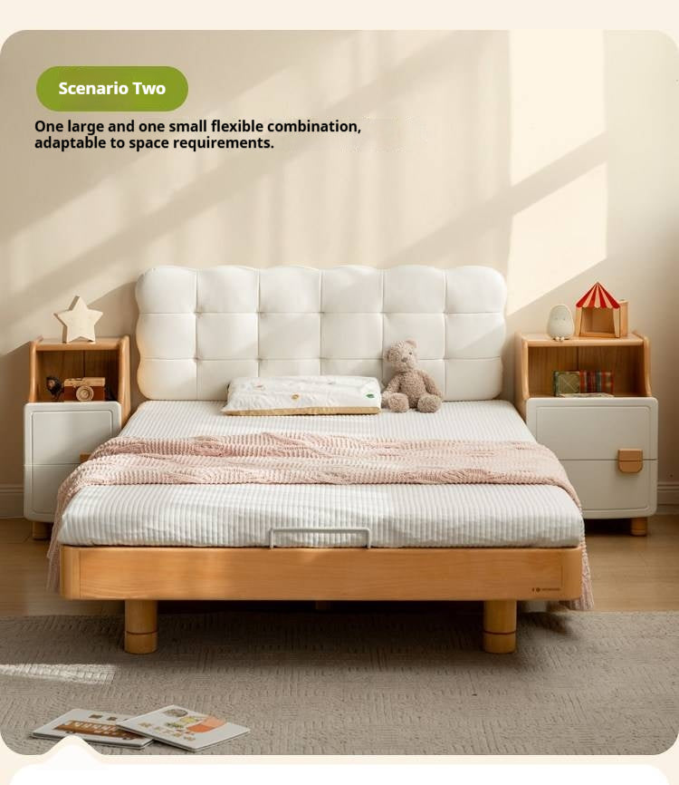 Beech Solid Wood Modern Kids Nightstand.