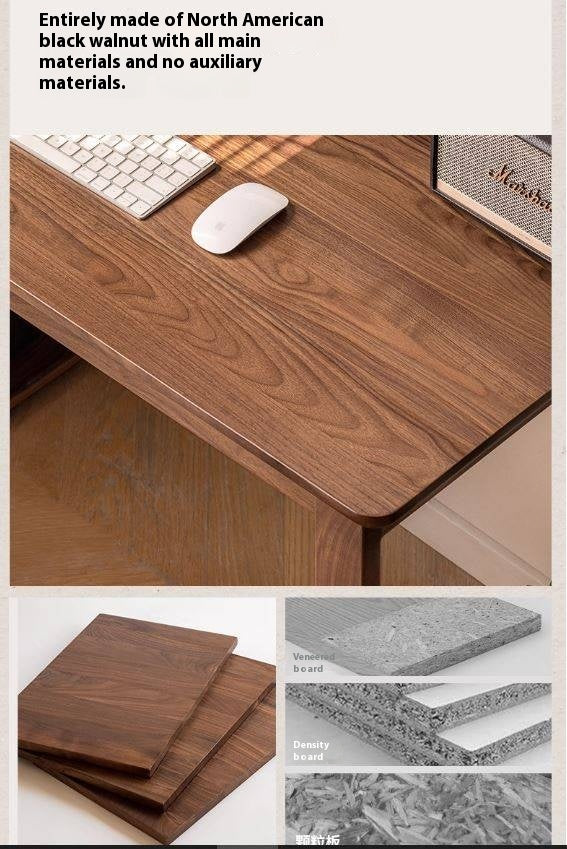 Black Walnut, Ash Solid Wood Desk Bookshelf Integrated