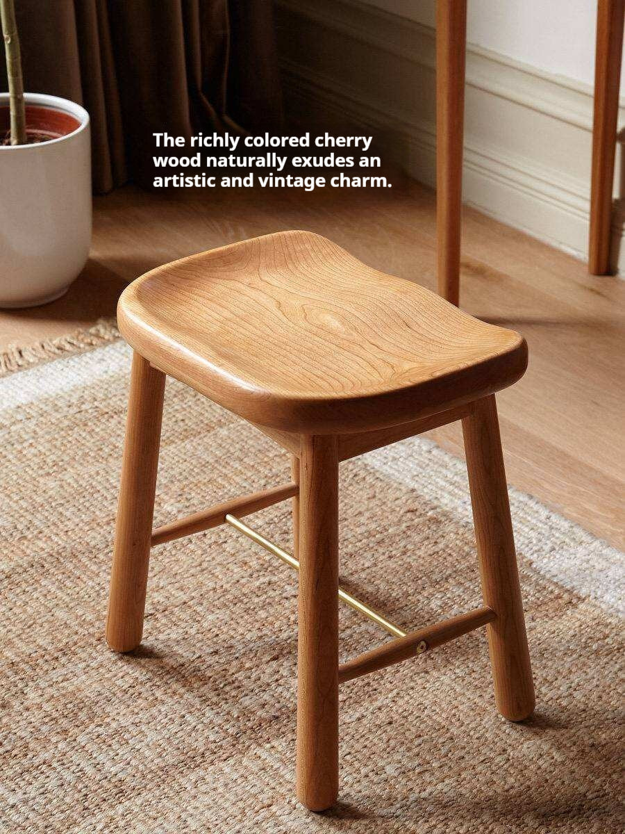 Cherry, Oak Solid Wood Makeup Stool
