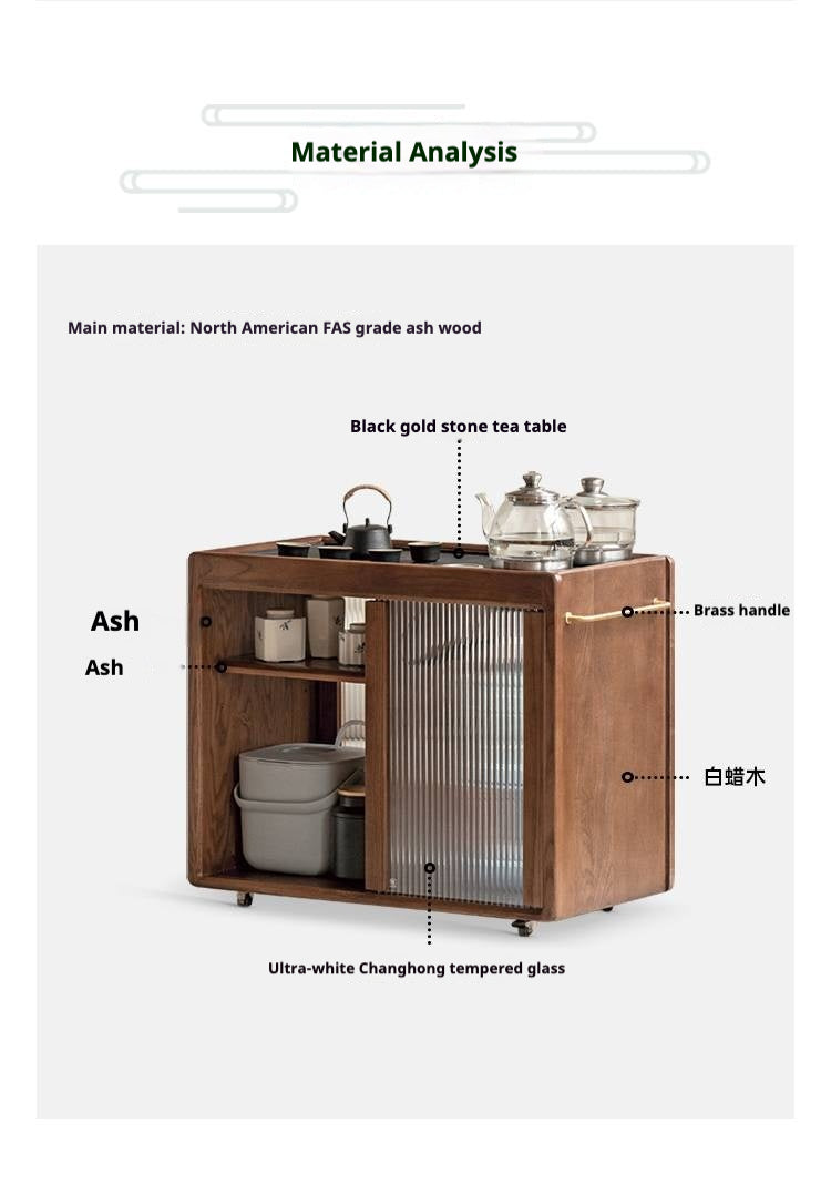 Ash, Oak, Black Walnut Solid Wood Mobile Tea Cabinet