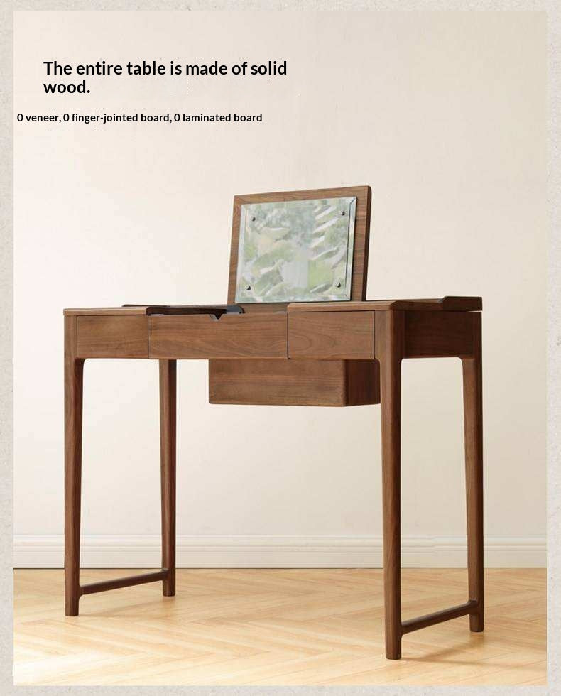 Black Walnut, Ash Solid Wood Flip Vanity Table.