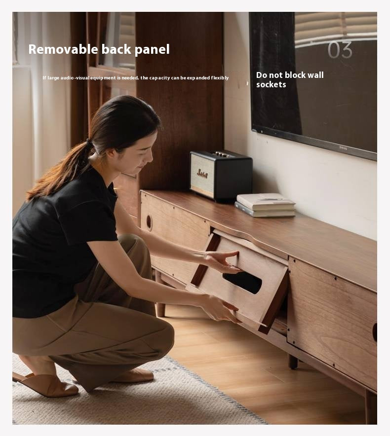 Black Walnut, Oak Solid Wood Sliding Doors TV Cabinet.