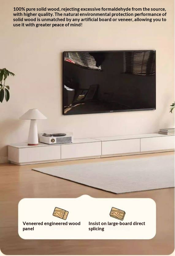 Solid RubberWood Floor Rock Plate TV Cabinet.