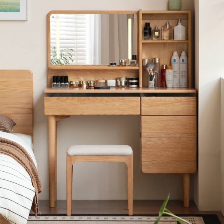 Ash, Oak Solid Wood Multifunctional Modern Vanity Table.