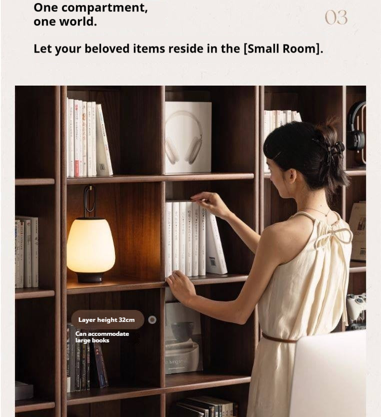 Sandalwood Solid Wood Light Luxury Style Bookshelf