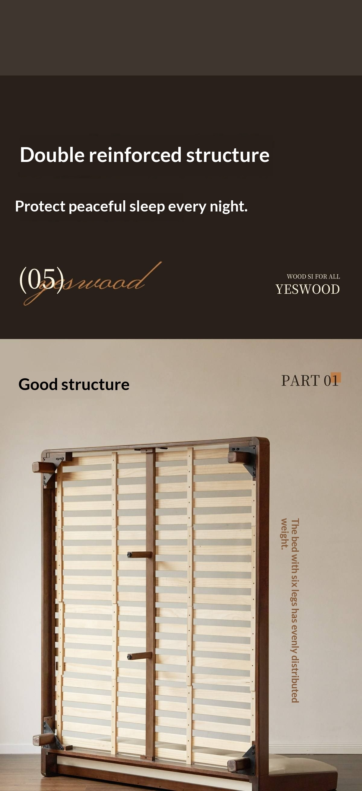 Rubberwood Solid Wood Italian Style Bed with Leather Headboard and Soft Goose Down Cushion