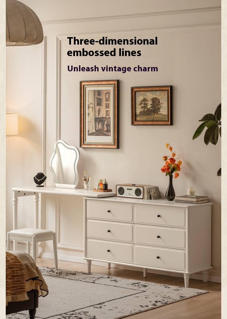 Solid Rubberwood French Retro Dressing Table
