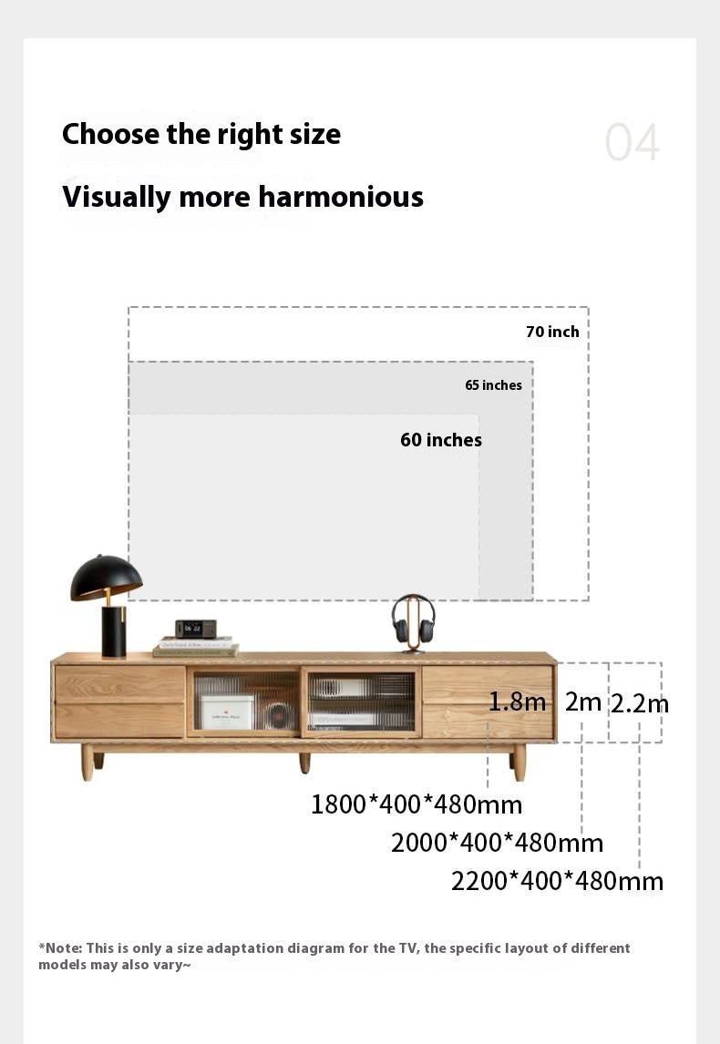 Ash Solid Wood Modern Log Style TV Cabinet