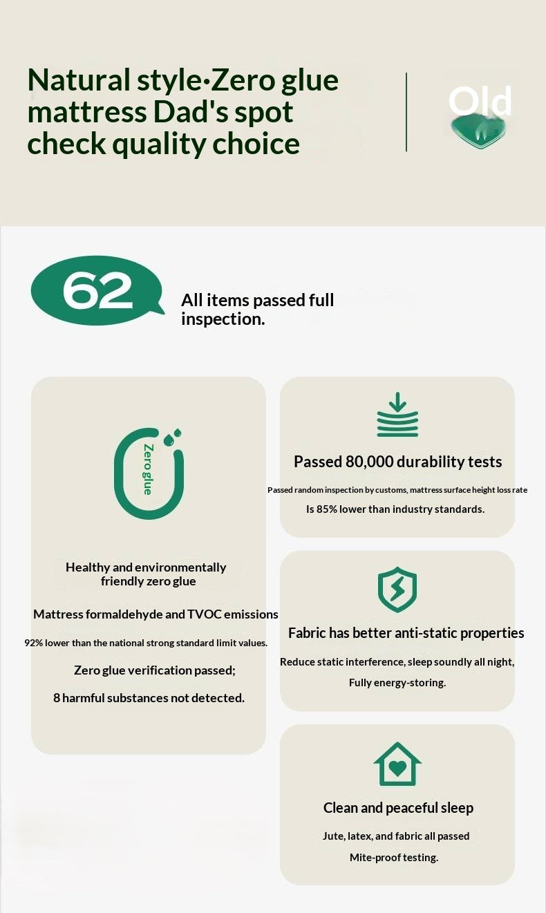 Eco-Friendly Zero Glue Certified Mattress with Jute and Latex — Natural Design