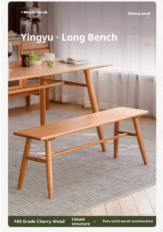 Cherry Solid Wood Bedside Long Bench