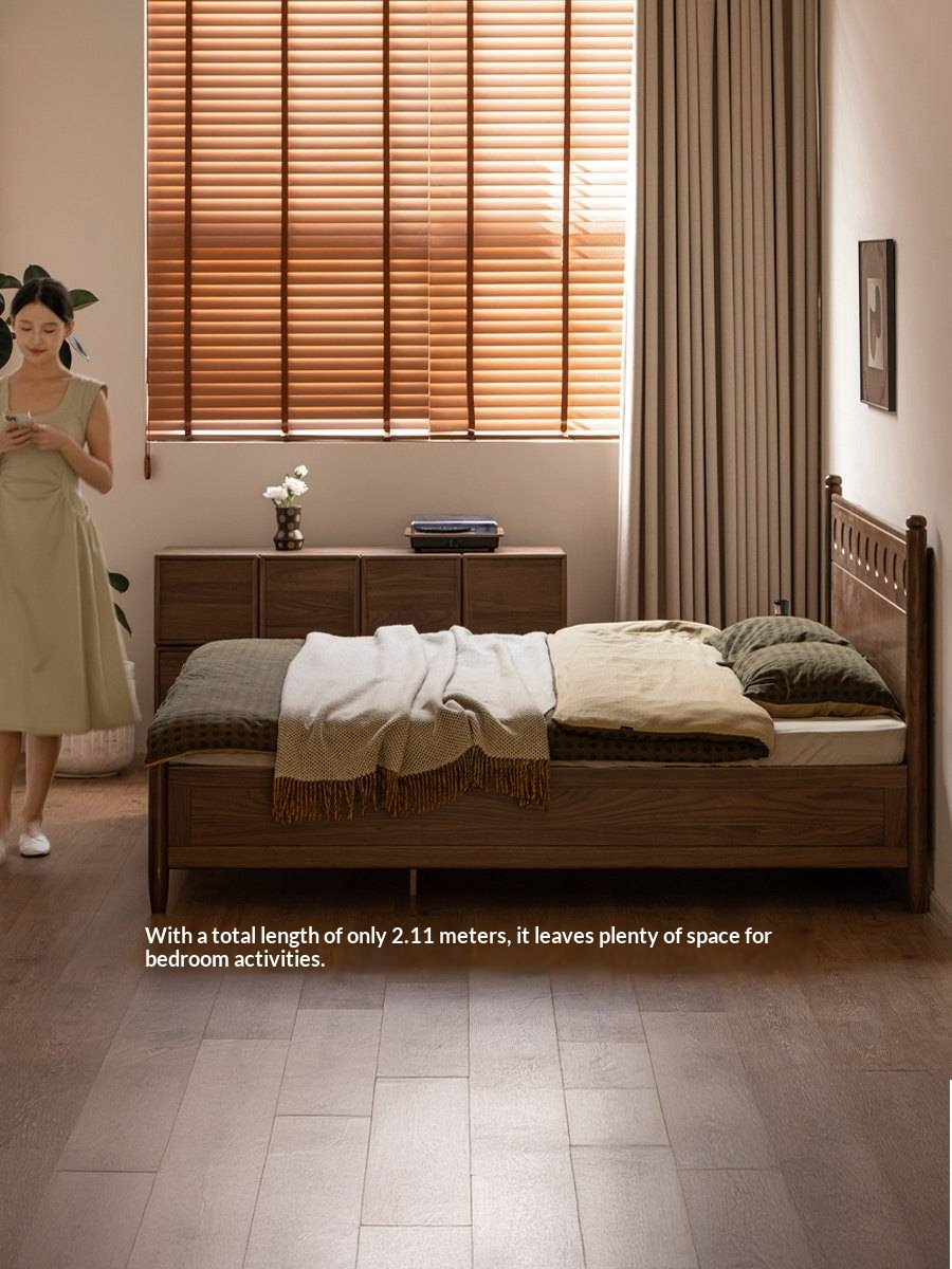 Black Walnut Solid Wood Box Bed — Italian Light Luxury Fully Openable Bed