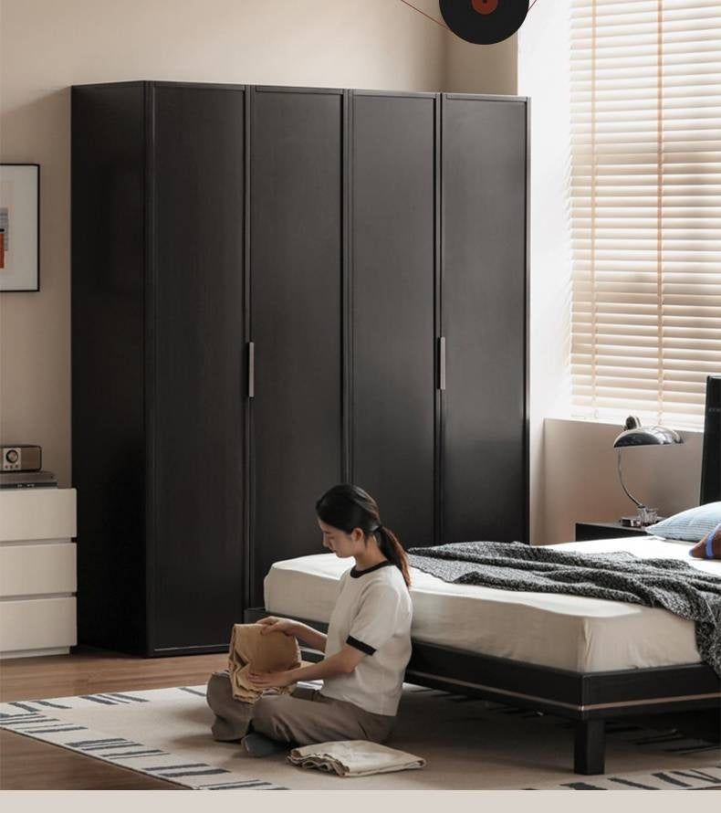 Pine Solid Wood Modern Wardrobe with Light