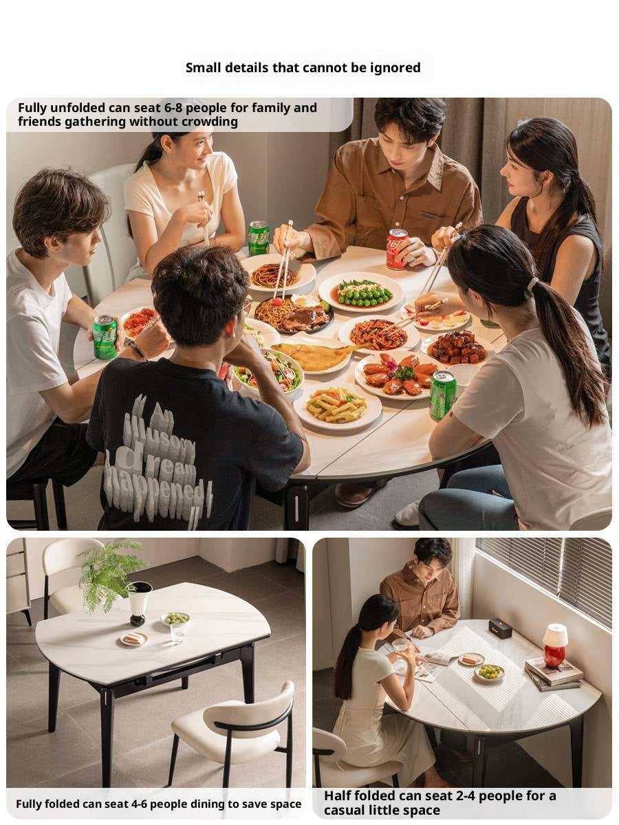 Solid Rubberwood Modern Rock Plate Dining Table