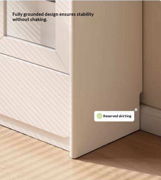 Solid RubberWood Bookcase With Door French Cream Style