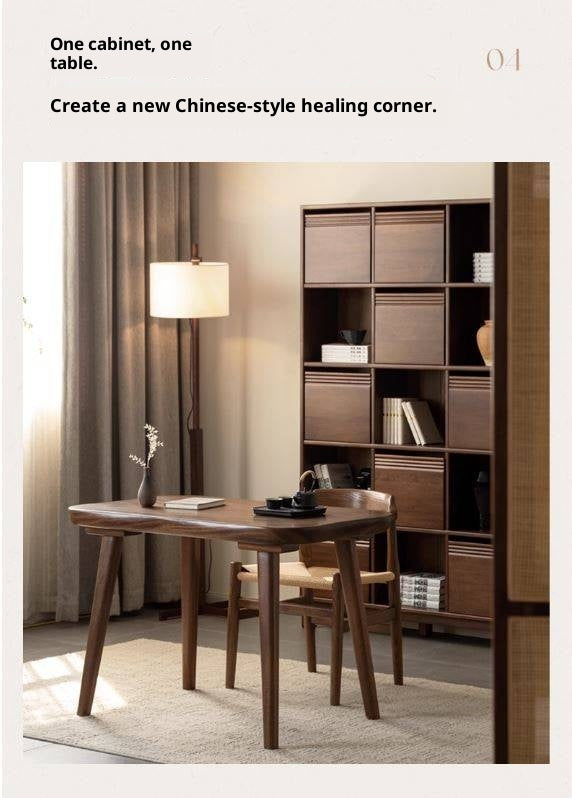 Sandalwood Solid Wood Light Luxury Style Bookshelf