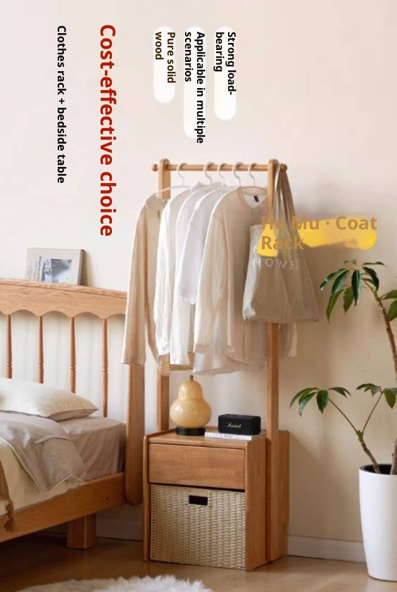 Solid Rubberwood Multifunctional Clothes Rack