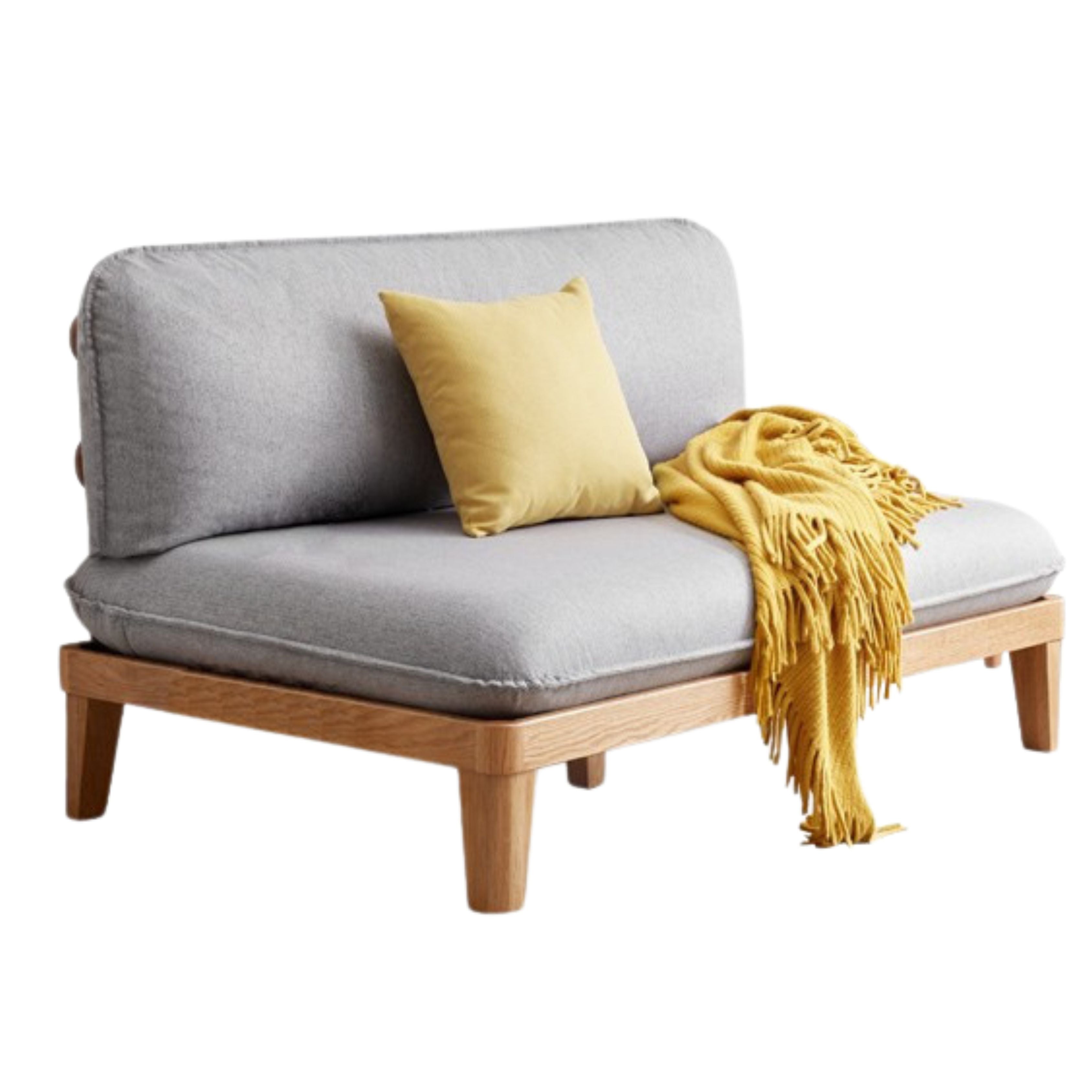Oak Solid wood Armless Straight Fabric Sofa.