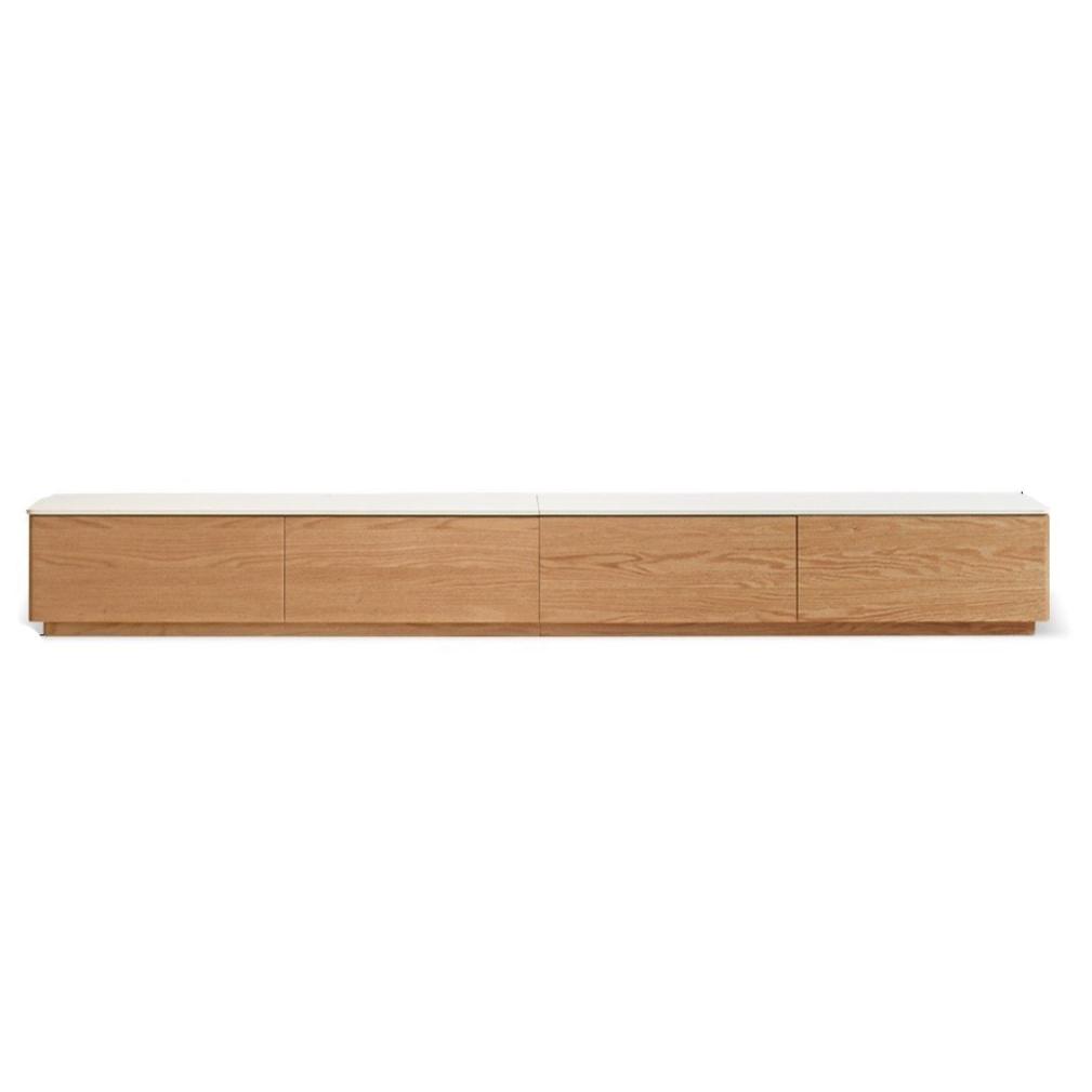 Oak, Rubber wood Solid Wood Modern Rock Slab Floor TV Cabinet