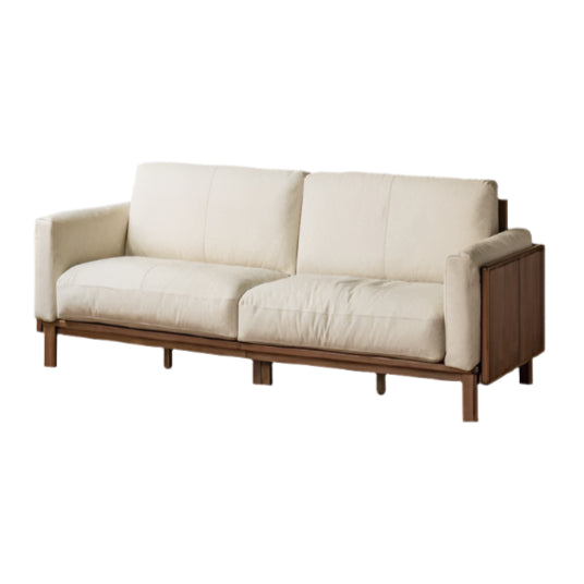 Black Walnut, Ash Solid Wood Leather High Back Sofa,
