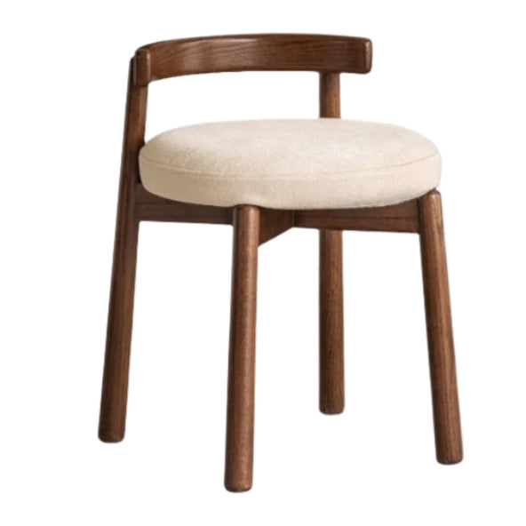 Black Walnut, Oak, Solid Wood, Solid Rubberwood Rotating Modern Soft Makeup Stool