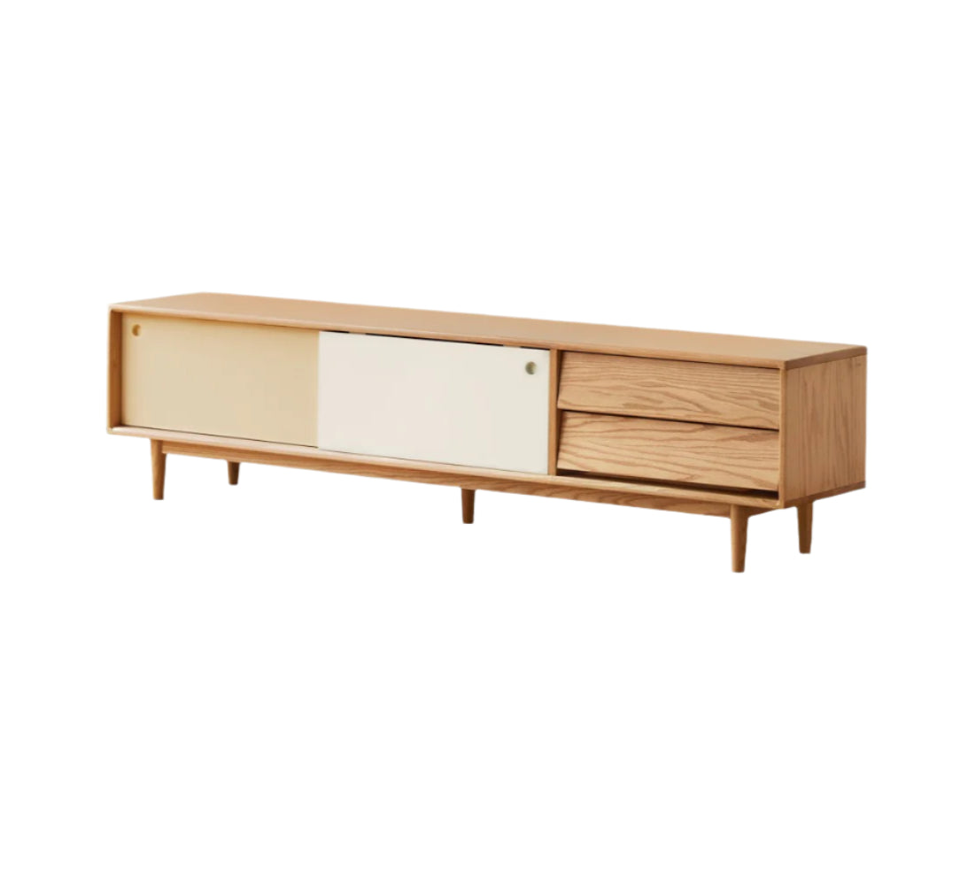 Oak Solid Wood Modern TV Stand.