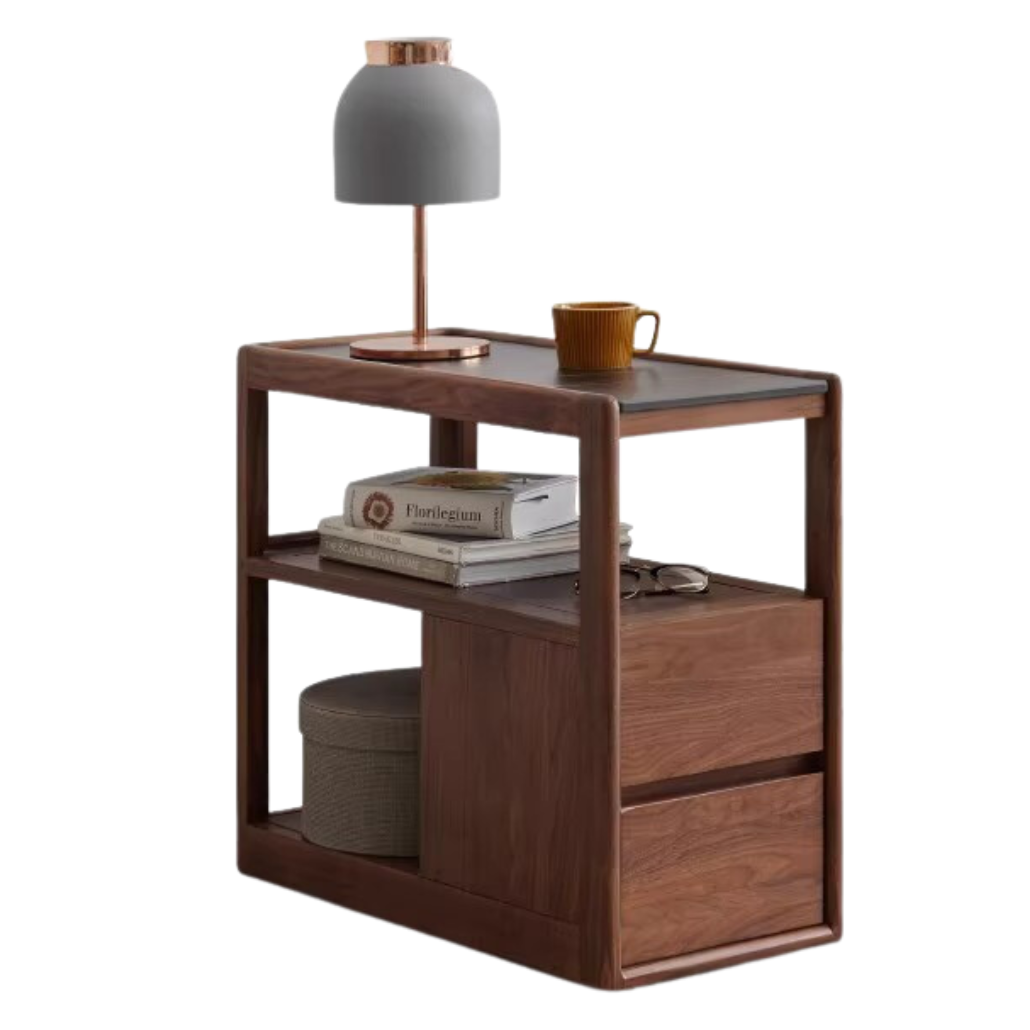 Black Walnut, Sandalwood With Slate Top Side Table
