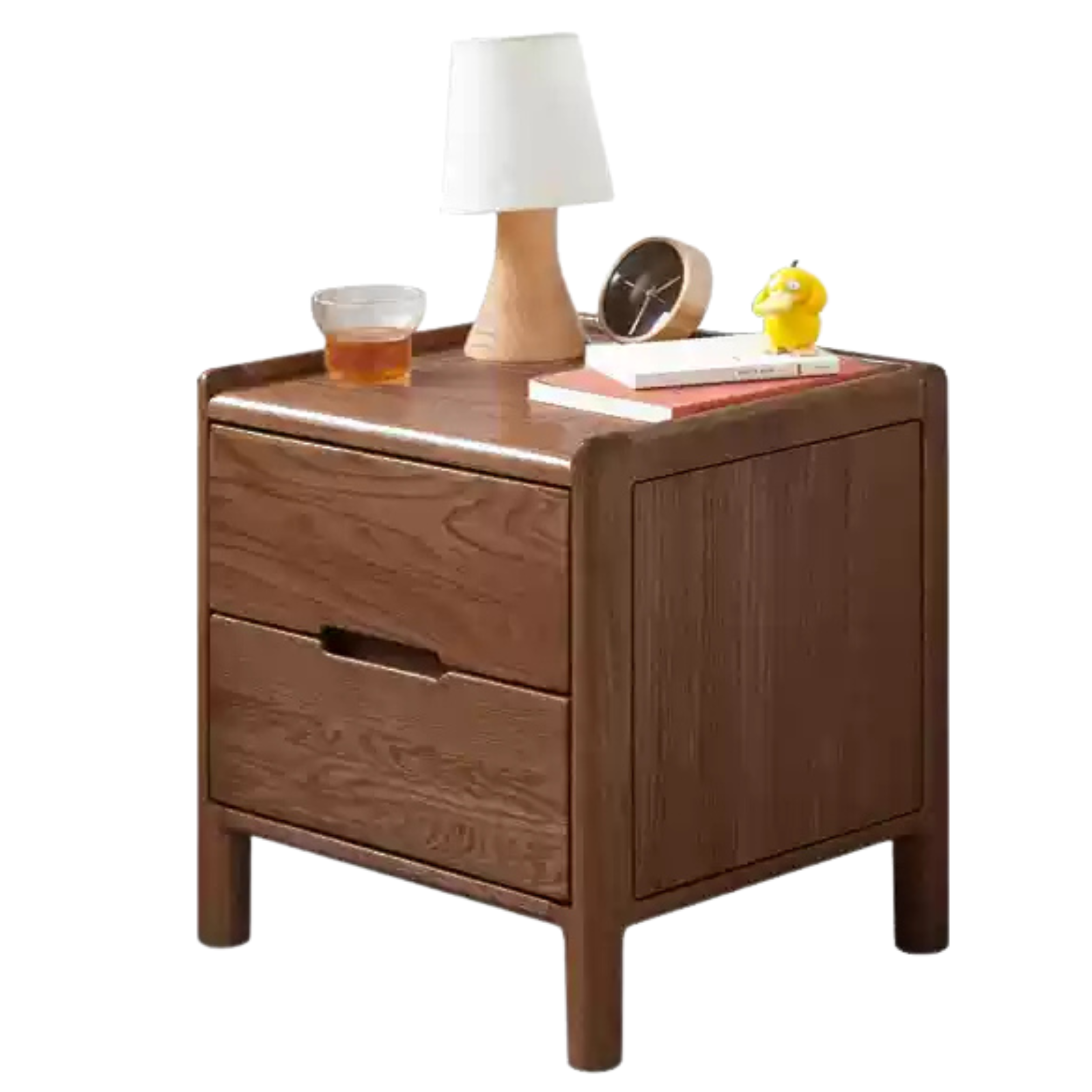 Oak Solid Wood, Solid Rubberwood Nordic Modern Nightstand.