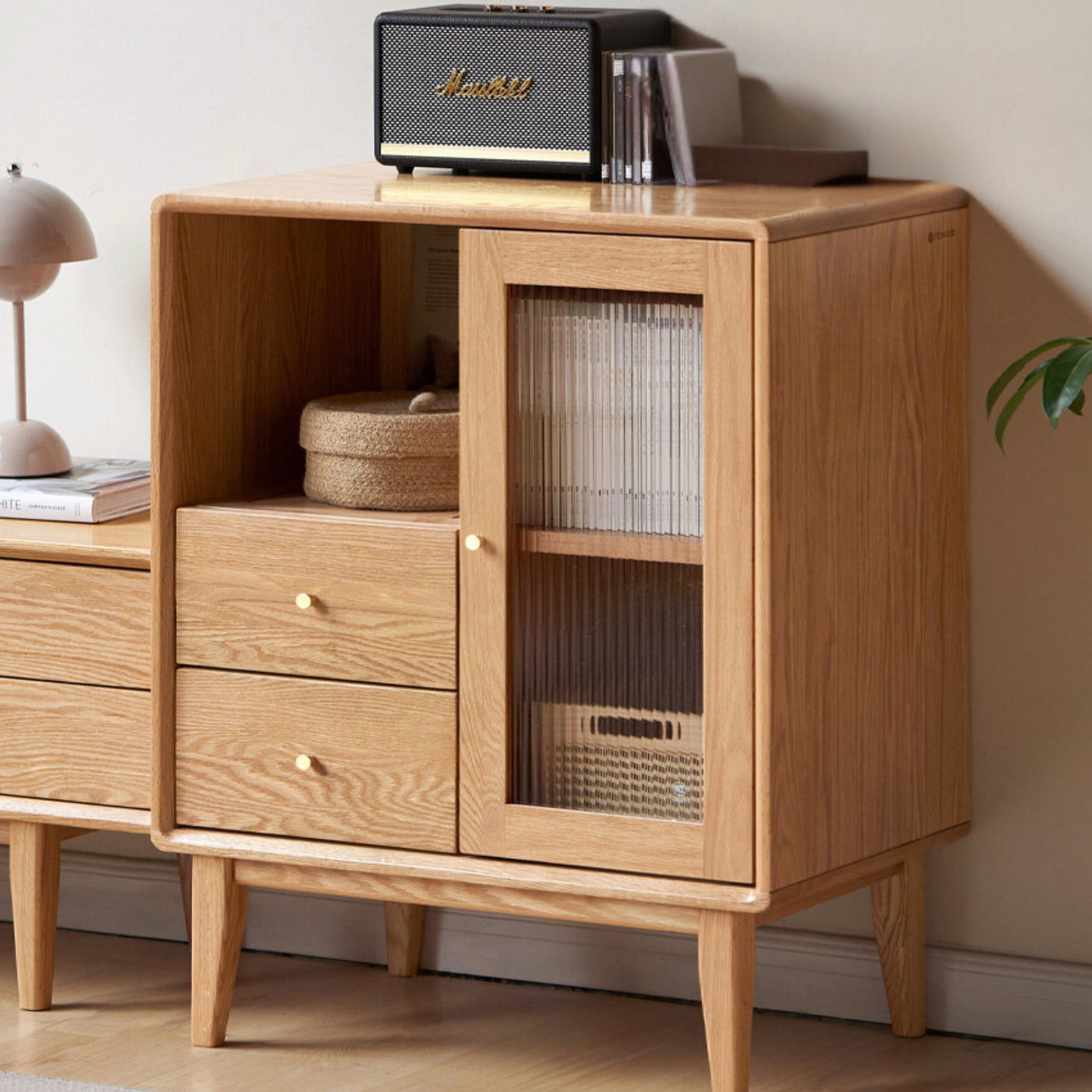 Rubberwood, Beech, Oak Solid Wood Nordic Side Cabinet