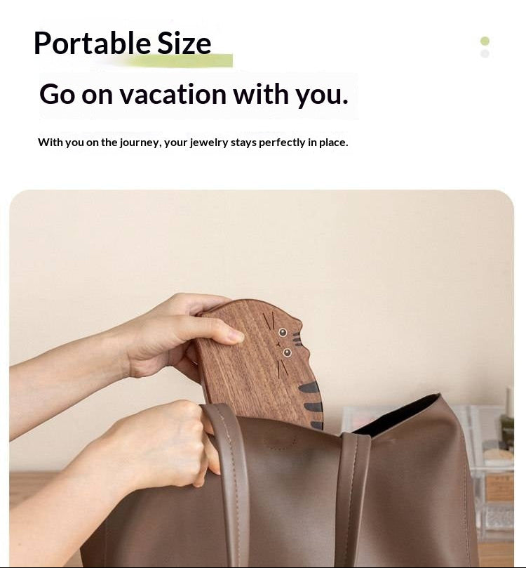 Cherry, Black Walnut Solid Wood Portable Jewelry Box with Multi-Compartment Storage