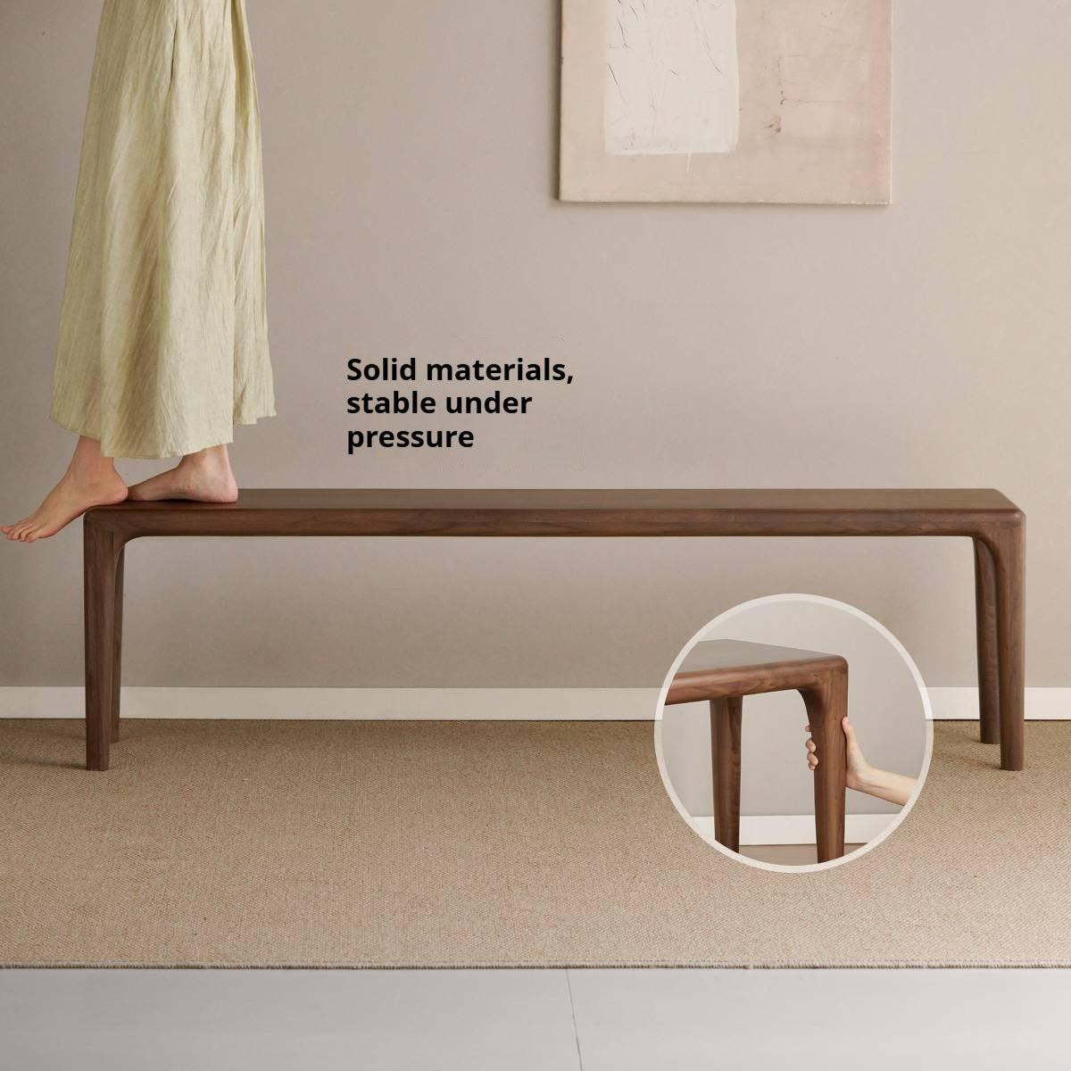 Black Walnut Solid Wood Light Luxury Style Bench.