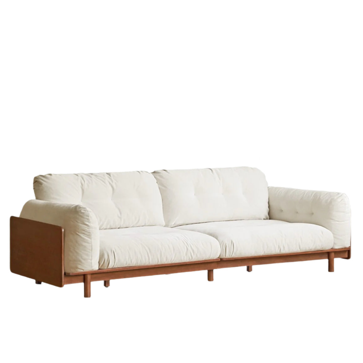 Solid RubberWood Fabric Sofa Ancient Style
