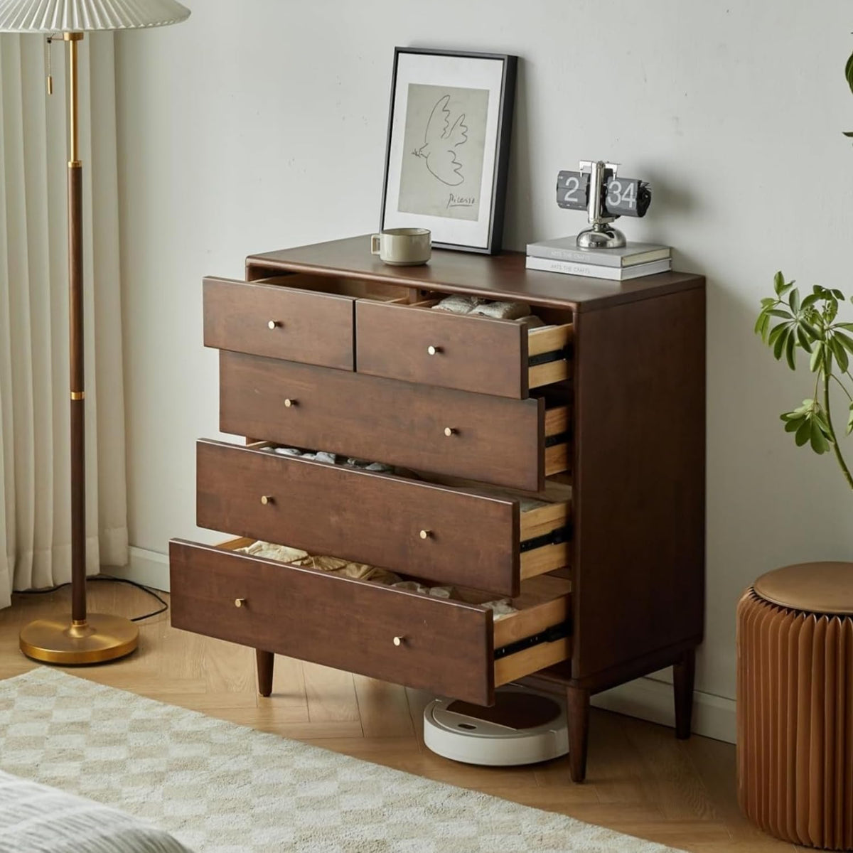 Oak Solid Wood, Rubber Wood Chest of Drawers