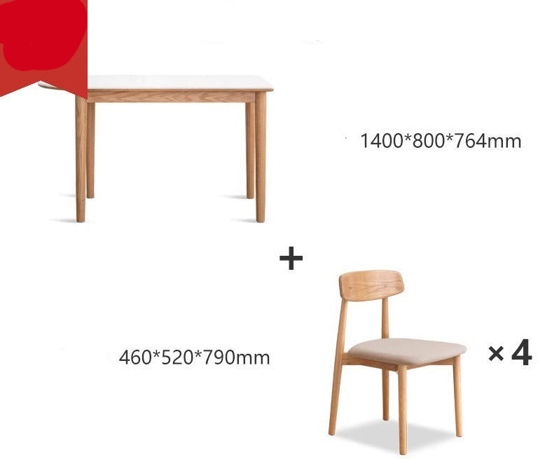 Rock slab Oak Solid wood semi-circular dining table "
