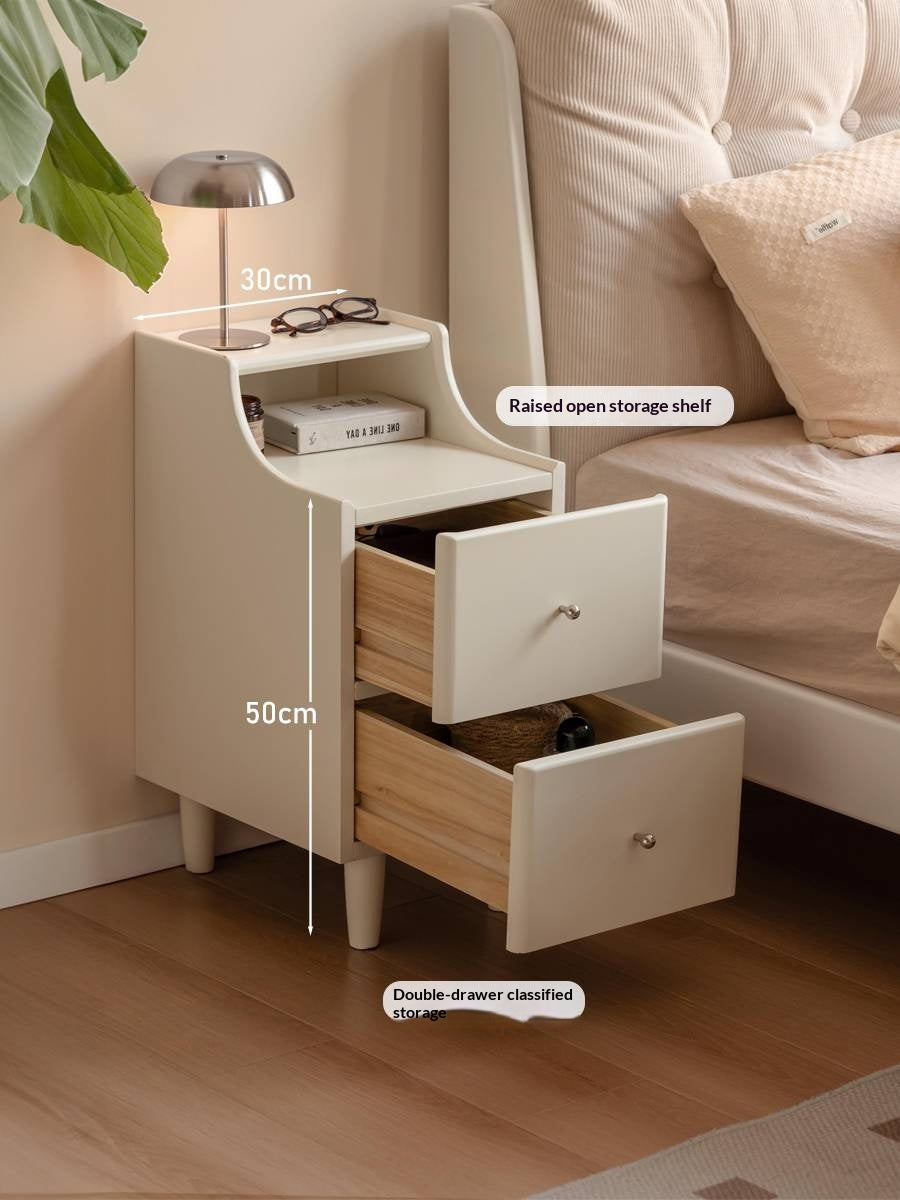 Solid Rubberwood Cream Style Nightstand