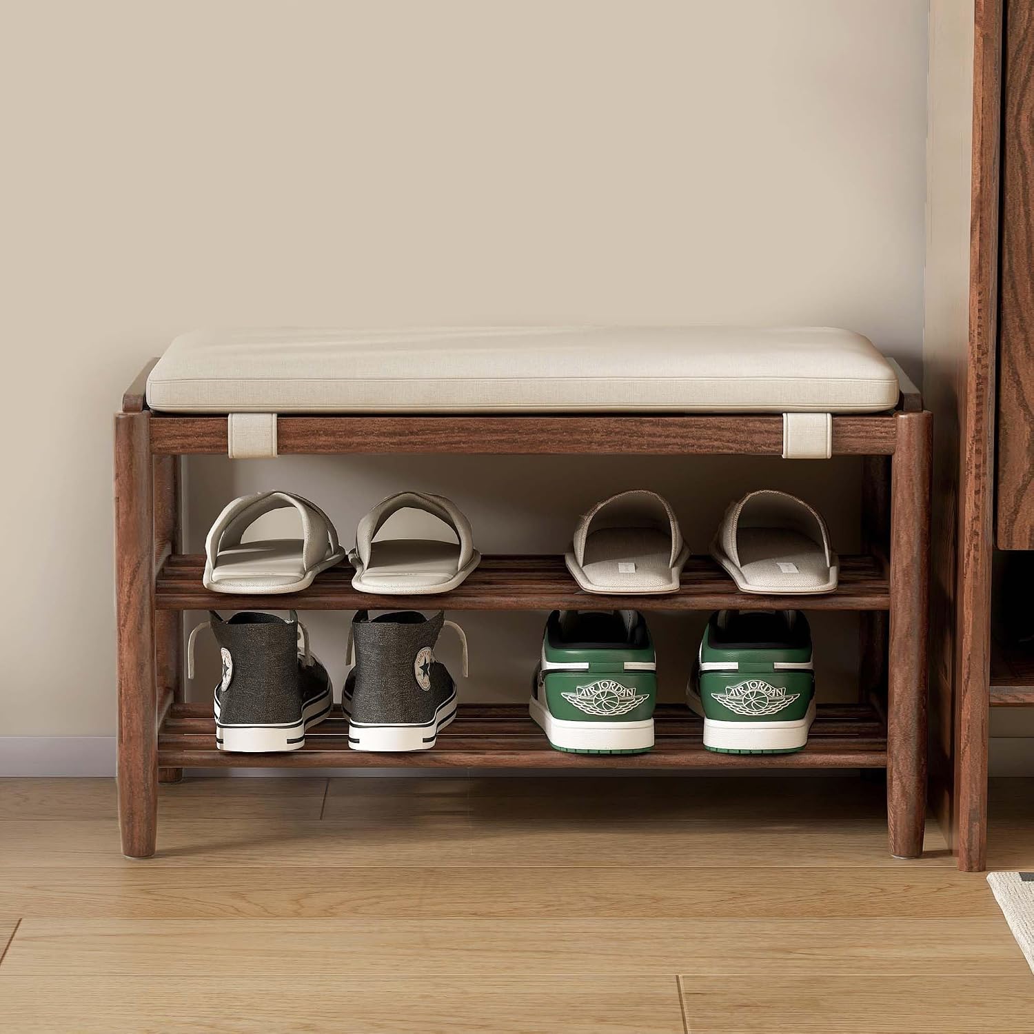 Oak Solid Wood Shoe Wearing Stool