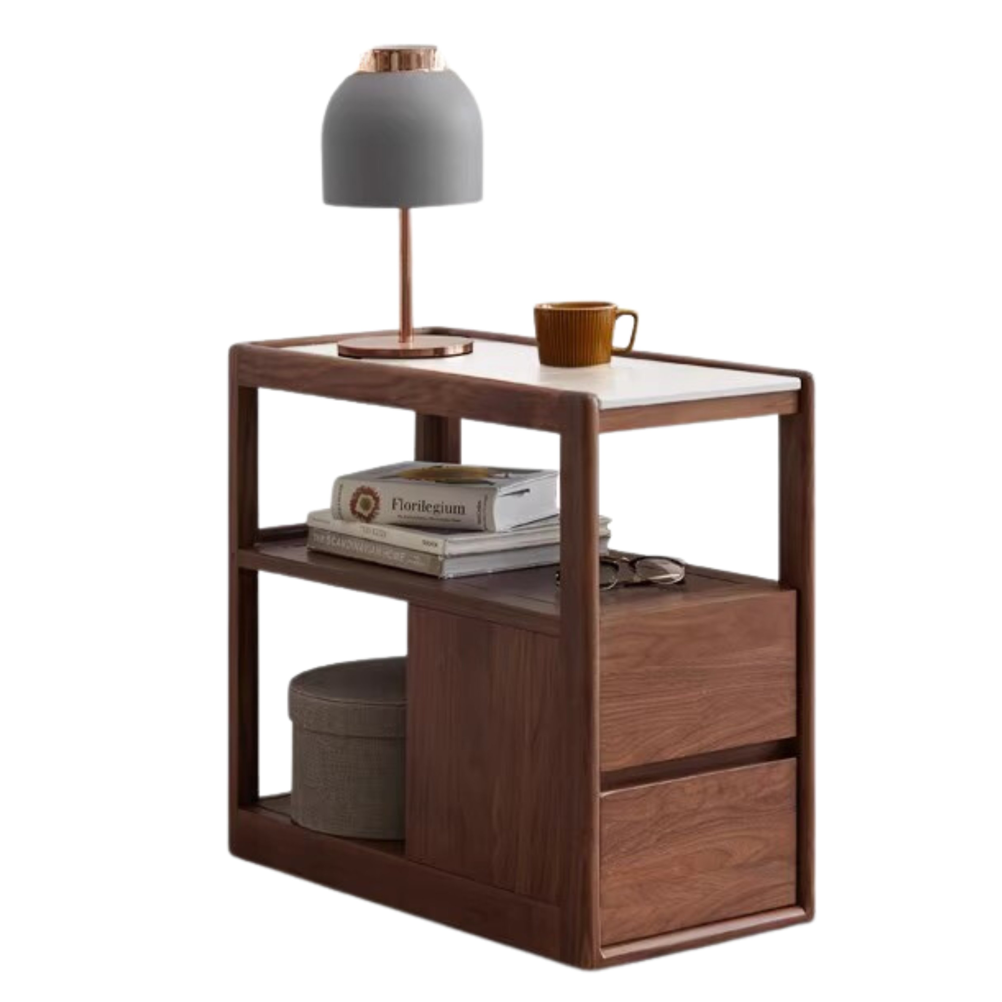 Black Walnut, Sandalwood With Slate Top Side Table