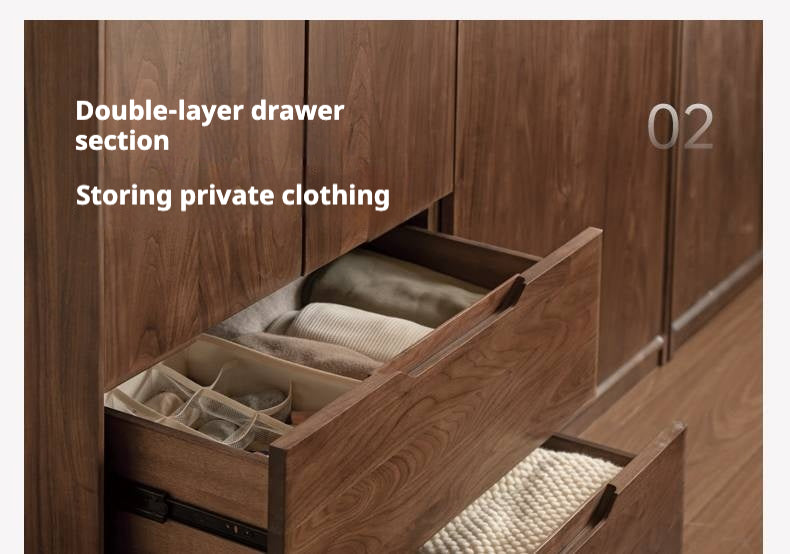 Black Walnut Solid Wood Large Wardrobe.