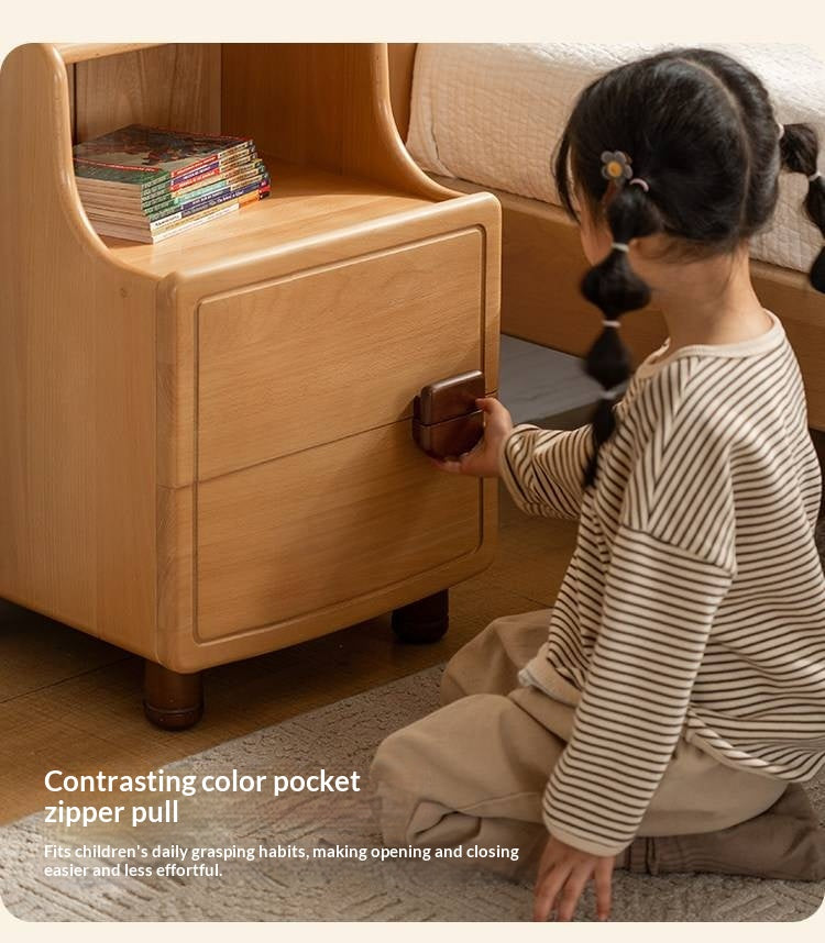 Beech Solid Wood Modern Kids Nightstand.