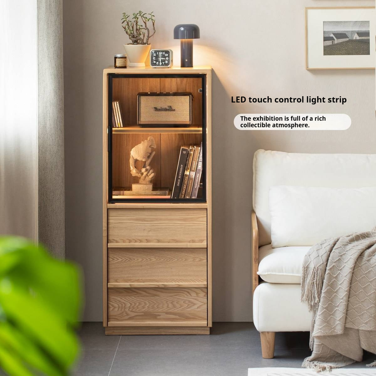 Ash, Oak Solid Wood Modern Side Cabinet