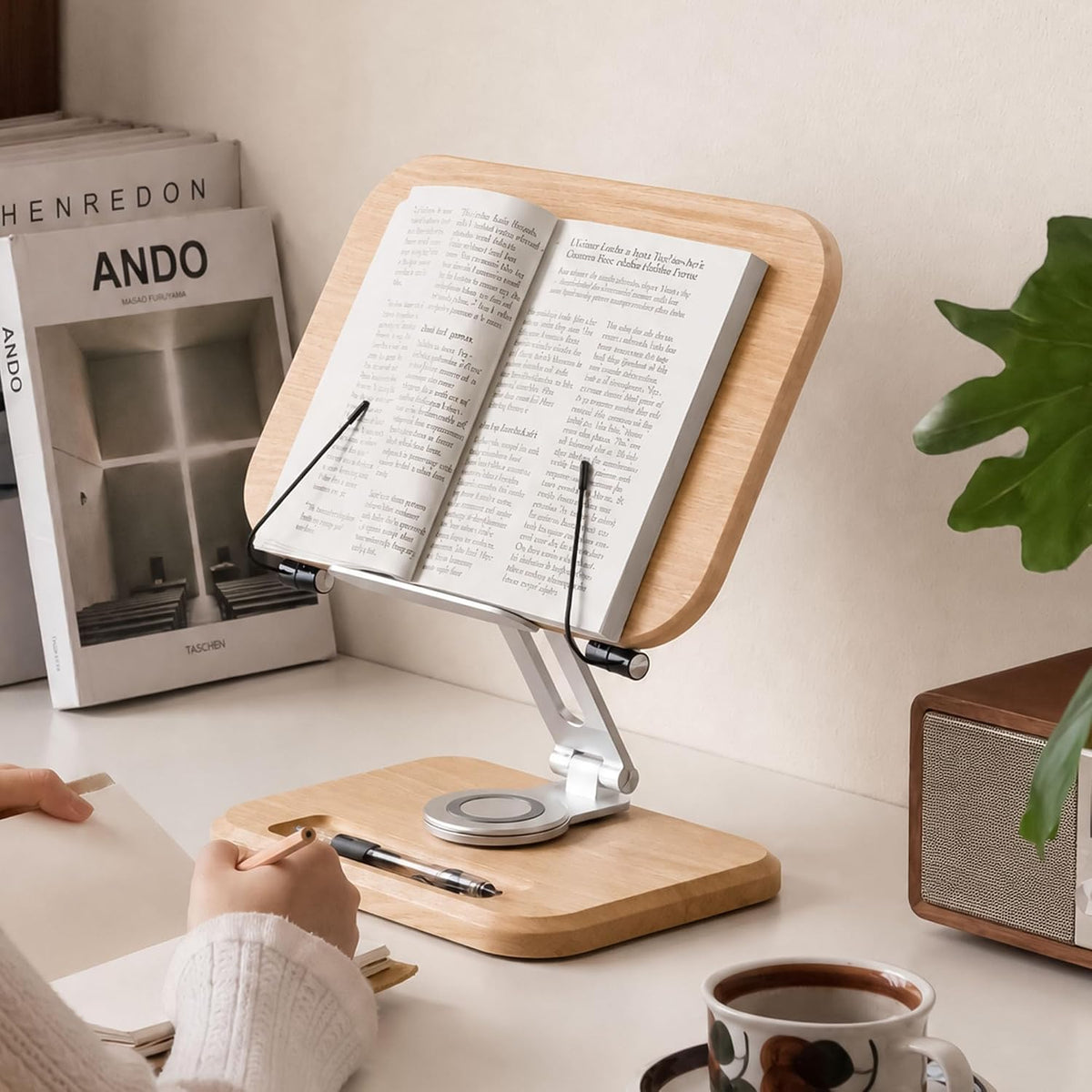Oak, Black Walnut Solid Wood Book Holder Desktop Organizer